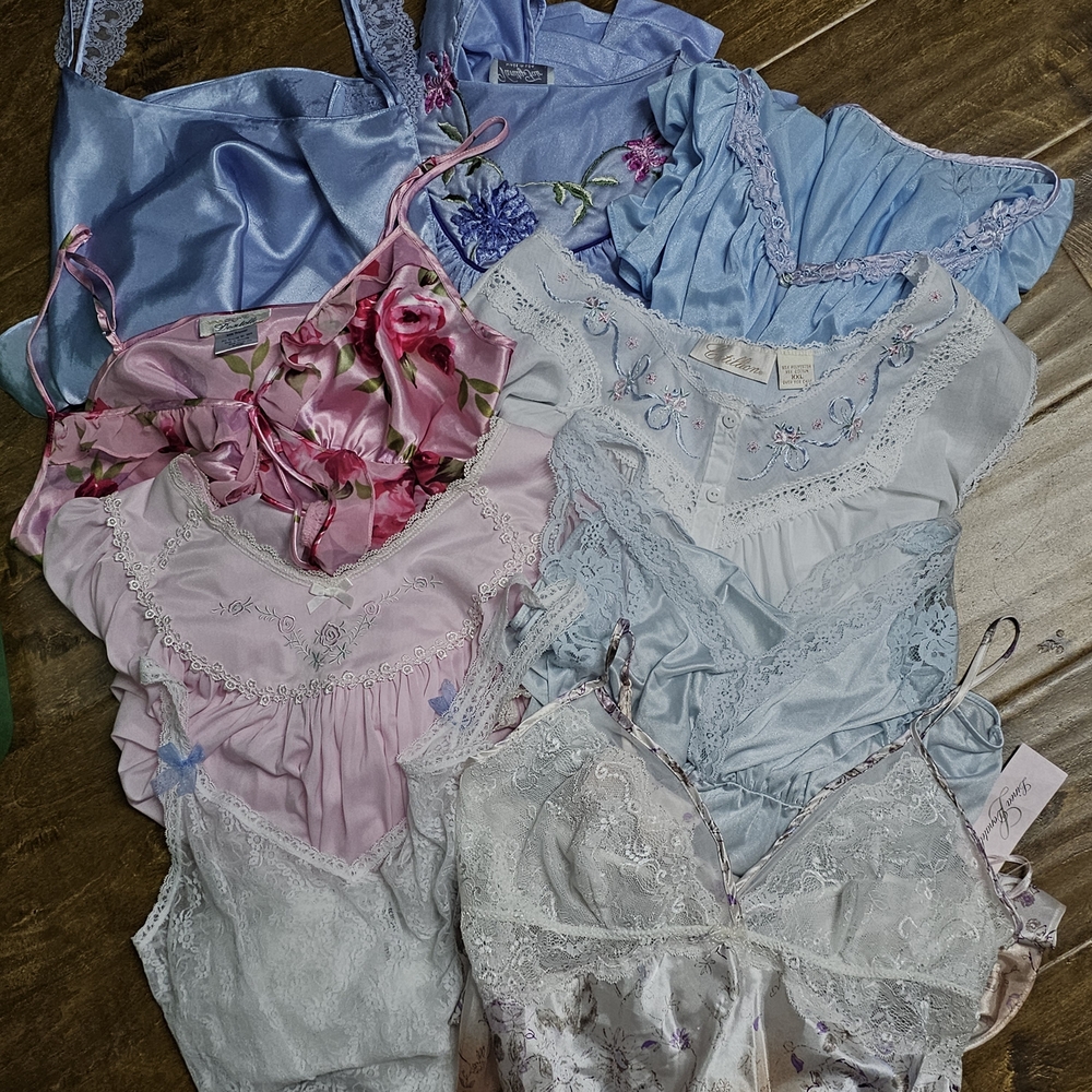 Bundle of 9 Feminine Y2K Lace Chemises Slips Nightgowns